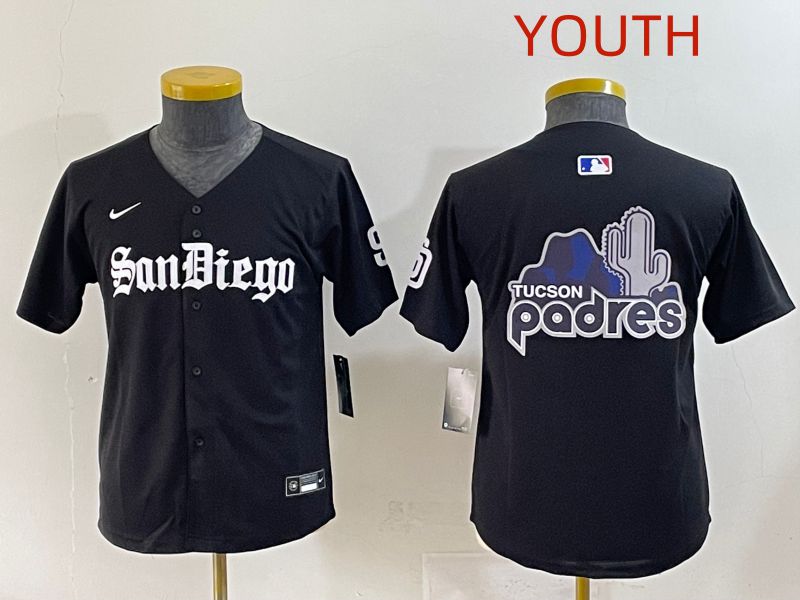 Youth 2025 San Diego Padres Blank Black Five generations Joint Name Nike MLB Jersey style 9->youth mlb jersey->Youth Jersey